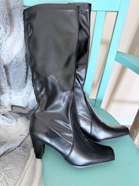 croft & barrow Black Tall Block Heel Knee-High Boots